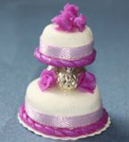 Dollhouse Miniature Cake Tiered, Purple